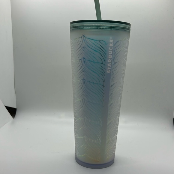 Starbucks Spring 2021 Frosted Siren Tail Iridescent Cold Tumbler 24oz Mermaid - Picture 2 of 5